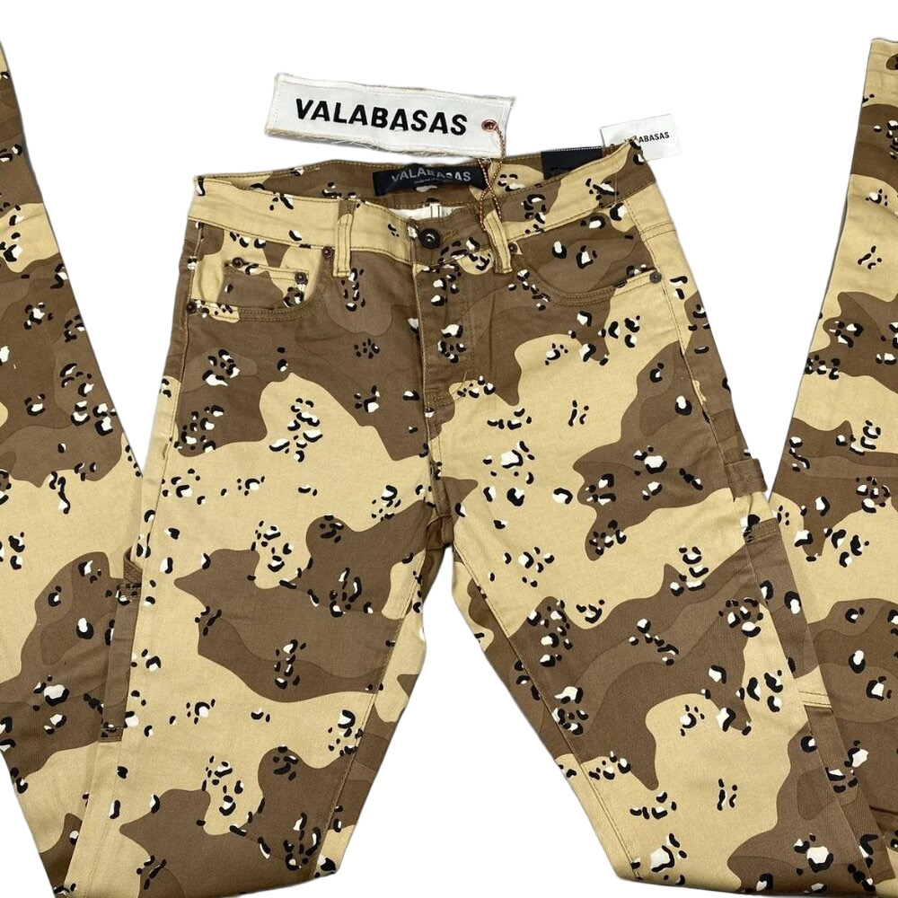 Valabasas Men's Mr. Extendo Super Stacked Flare Jeans Sandstorm Camo Size 30 | S